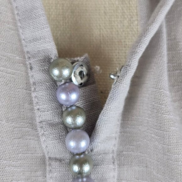 Sana Safinaz Size Small Light Gray Coverup Blue Embroidered Flowers Gray Pearl - Picture 4 of 14